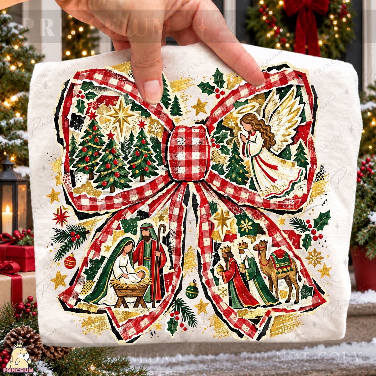 Christmas Bow Nativity Scene