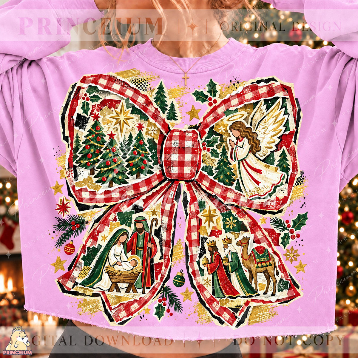 Christmas Bow Nativity Scene