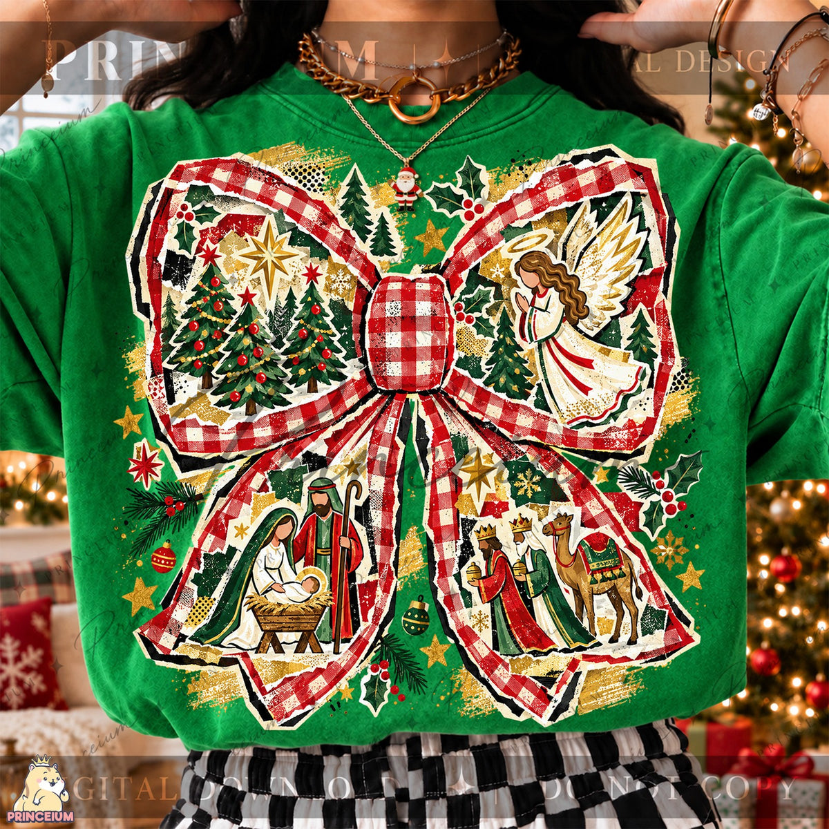 Christmas Bow Nativity Scene