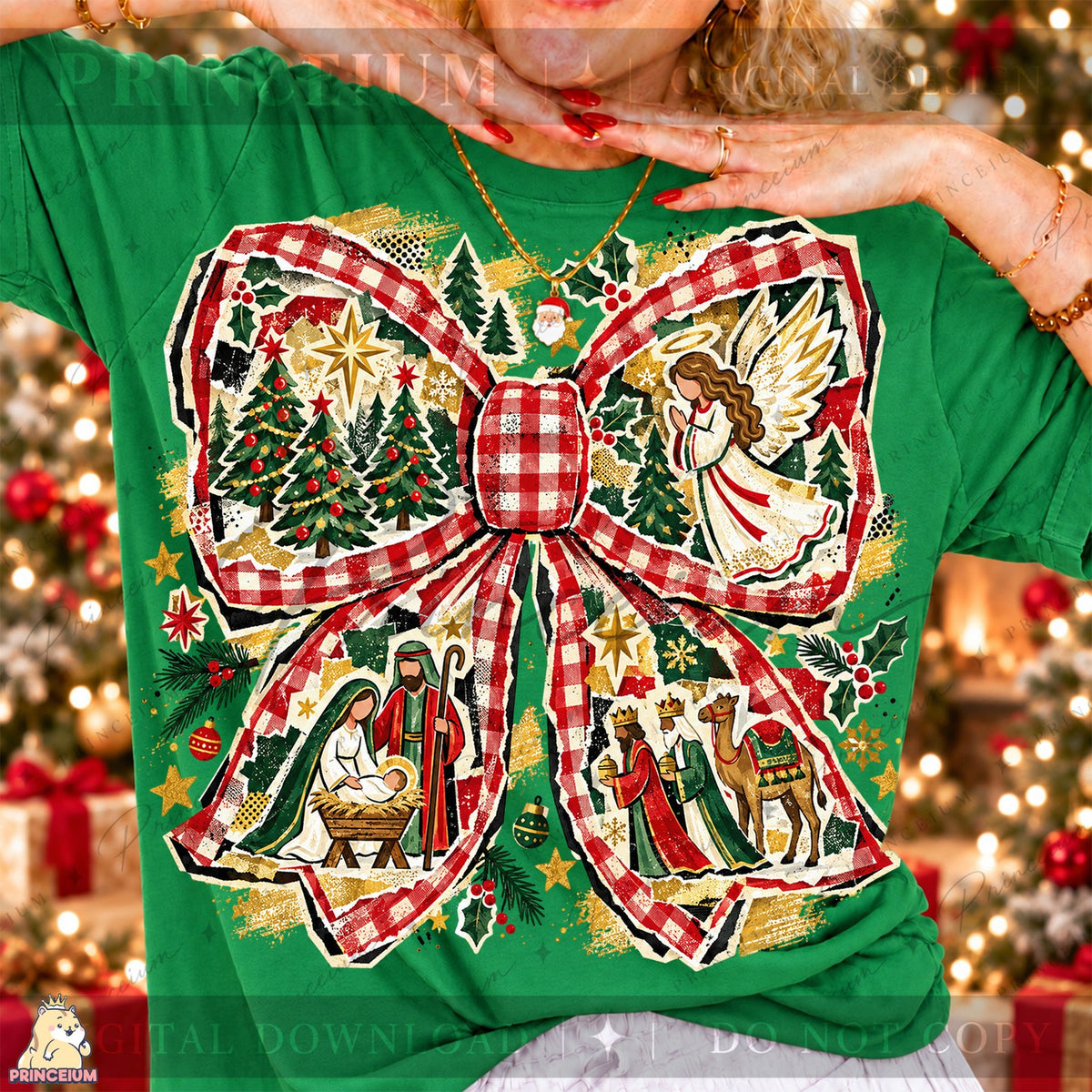 Christmas Bow Nativity Scene