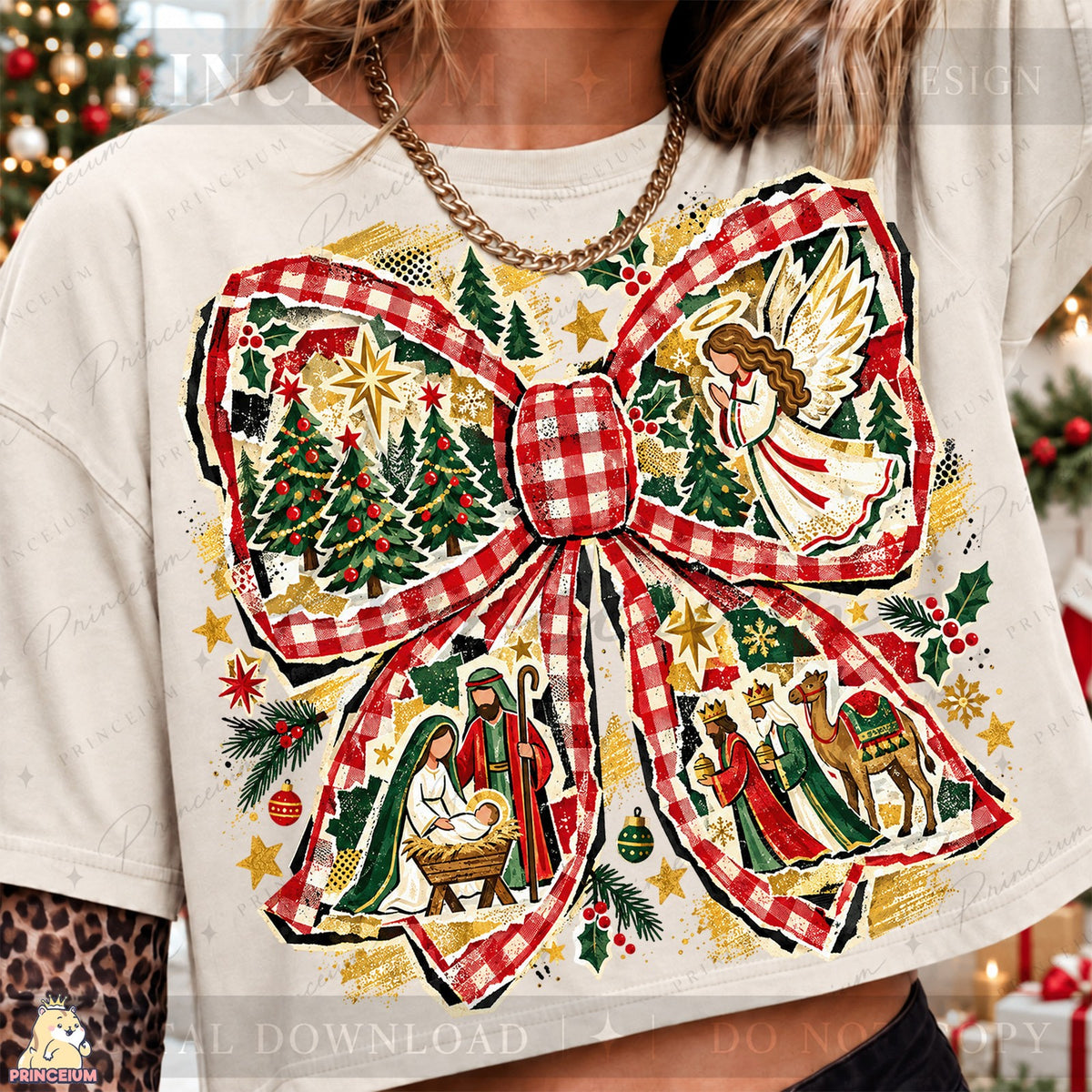 Christmas Bow Nativity Scene