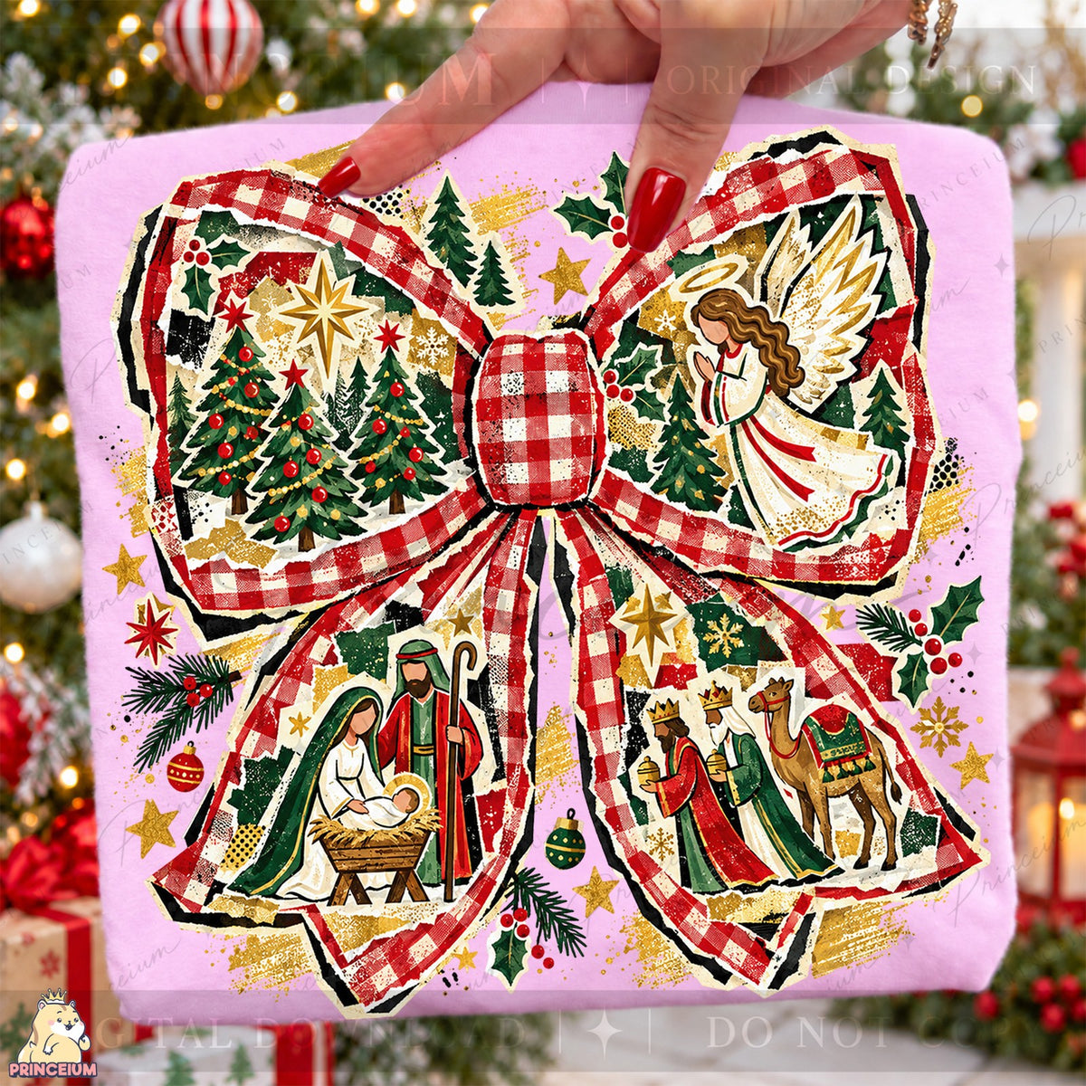 Christmas Bow Nativity Scene