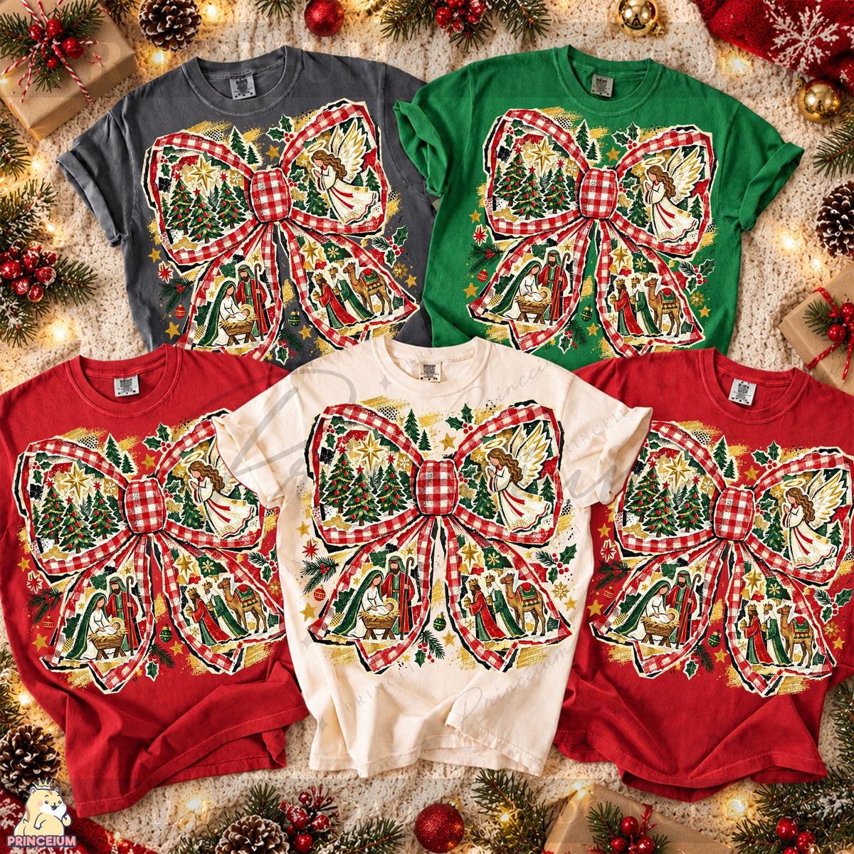 Christmas Bow Nativity Scene