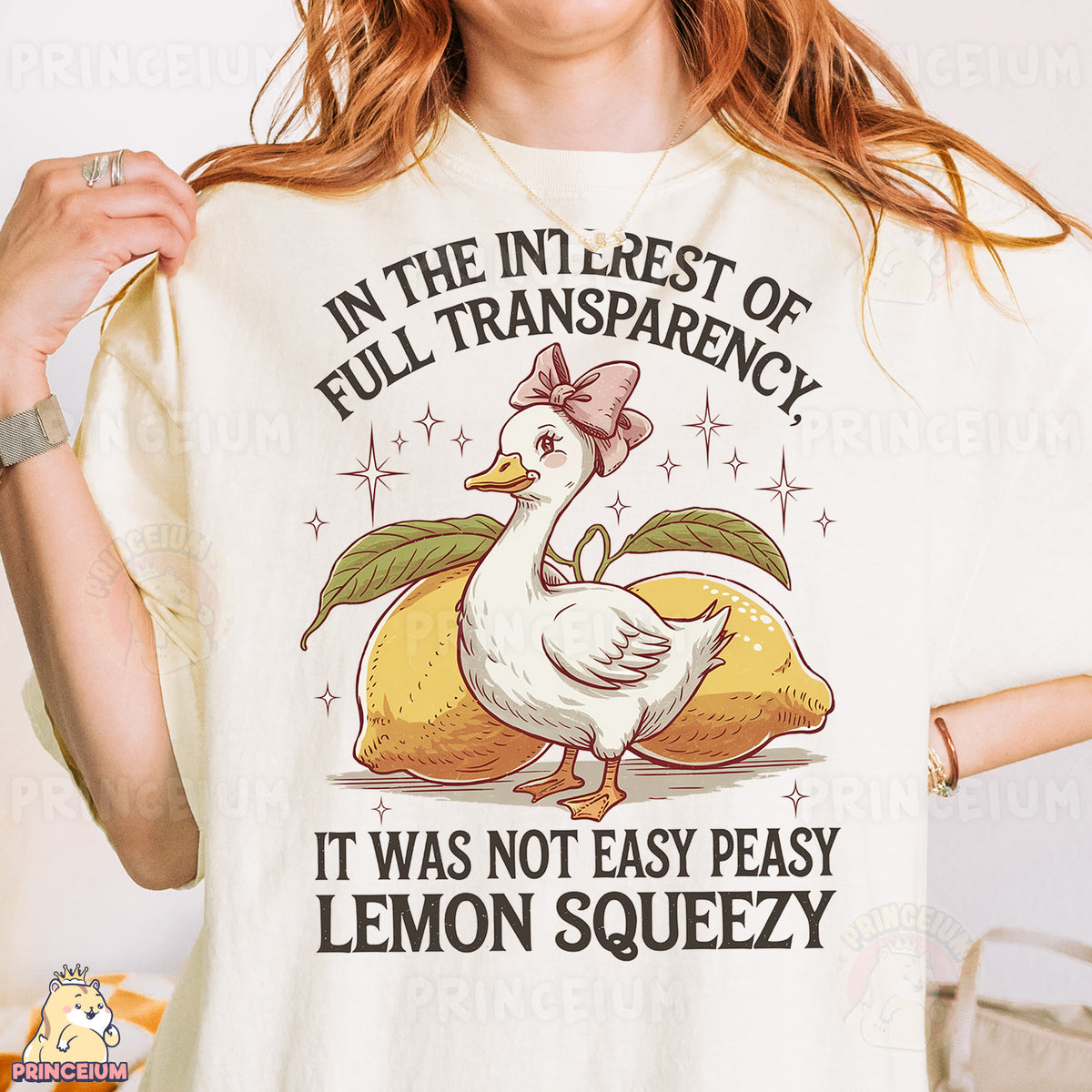 a woman wearing a t - shirt that says in the interest of full transpar