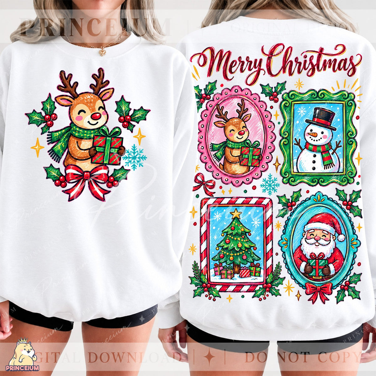 Merry Christmas Framed Friends Front and Back