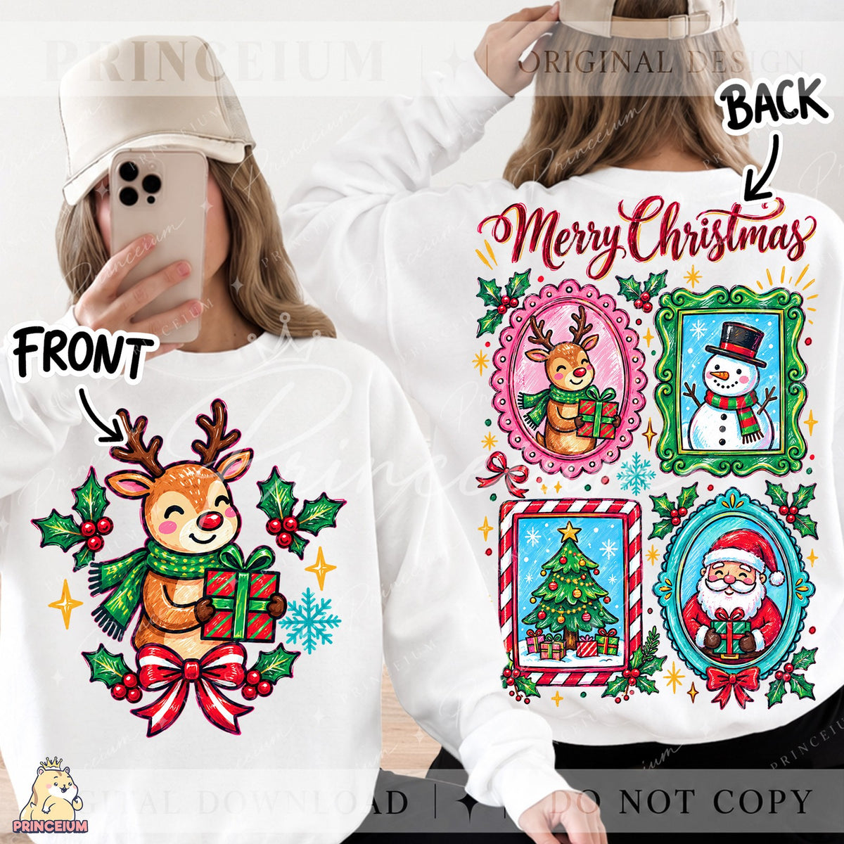 Merry Christmas Framed Friends Front and Back