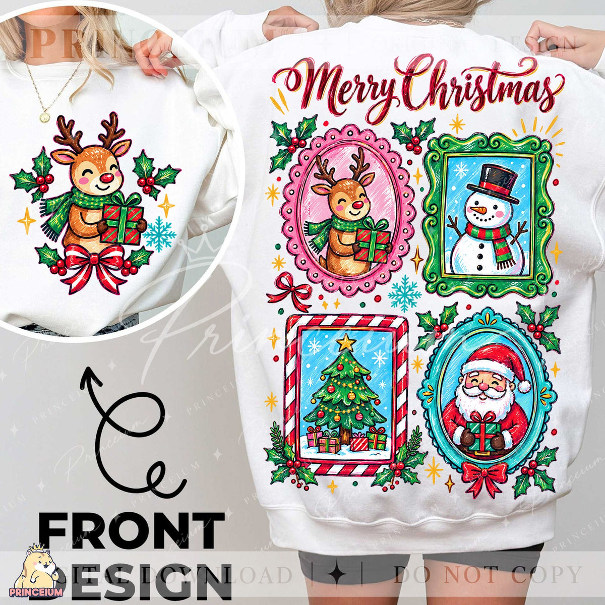 Merry Christmas Framed Friends Front and Back