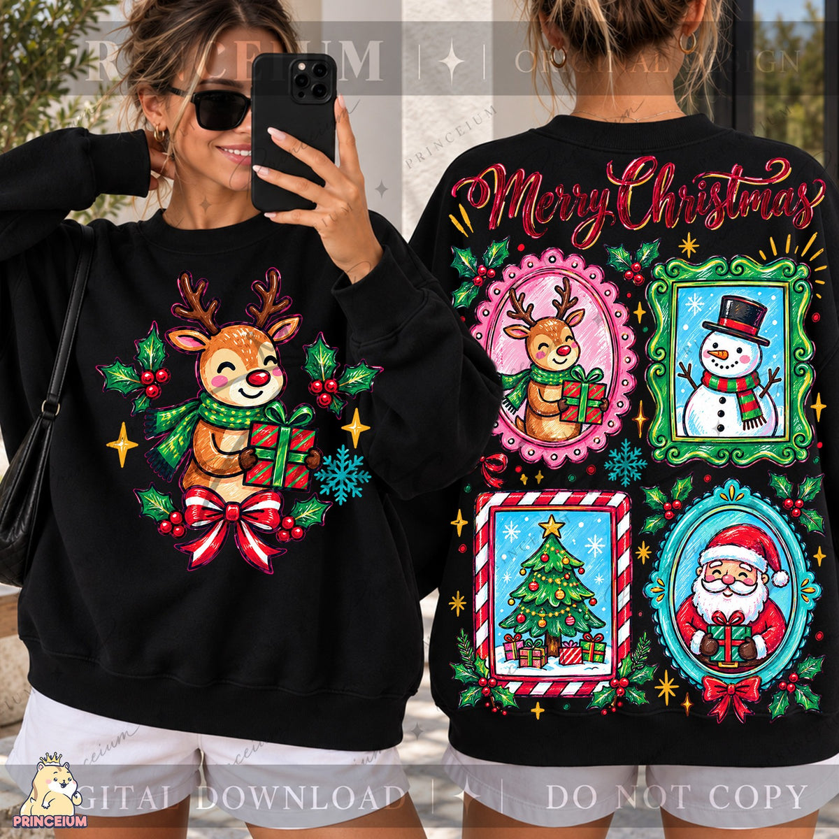 Merry Christmas Framed Friends Front and Back