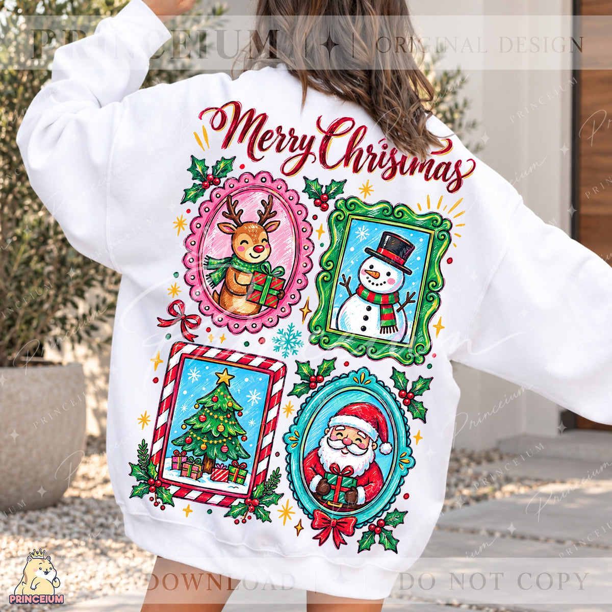 Merry Christmas Framed Friends Front and Back