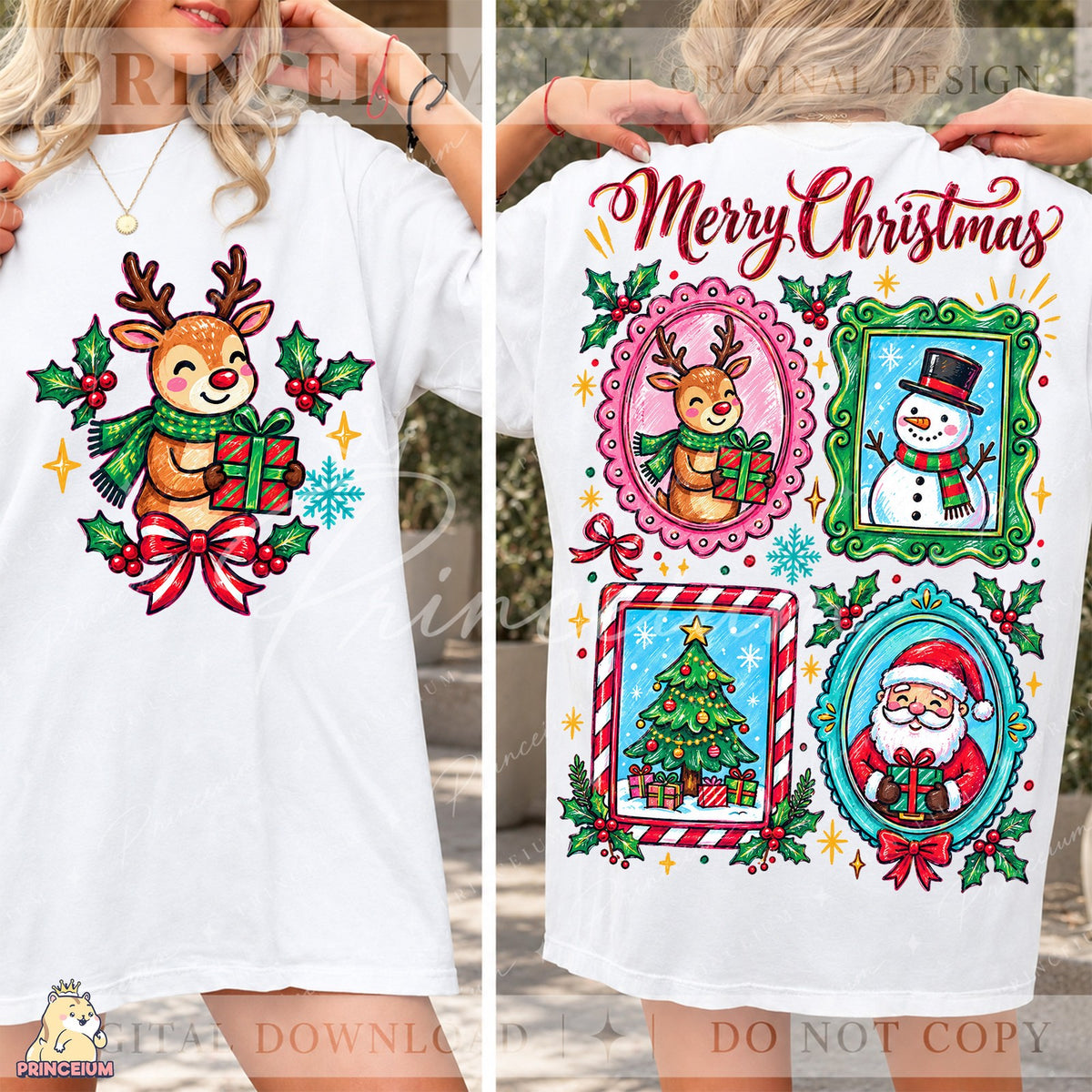 Merry Christmas Framed Friends Front and Back