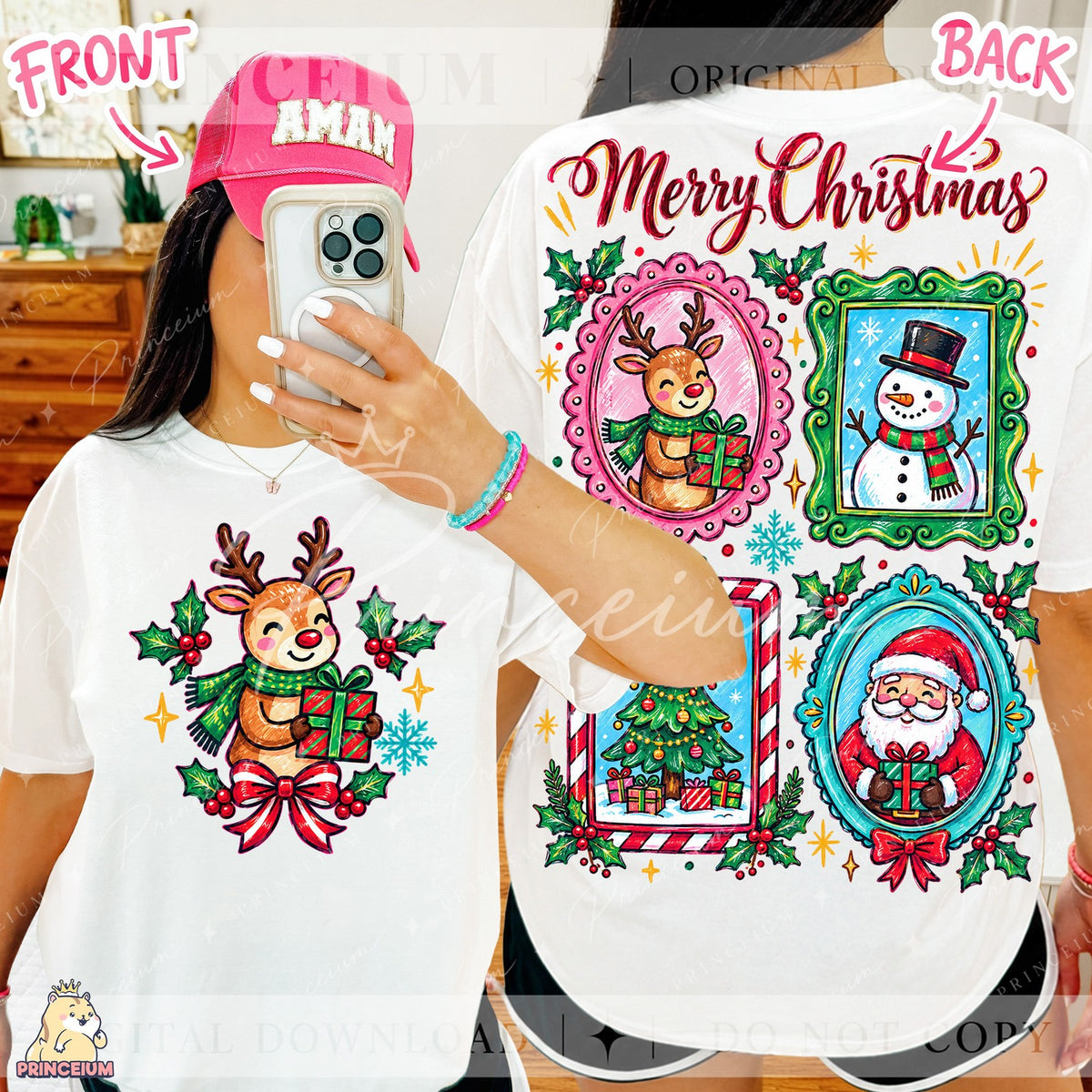 Merry Christmas Framed Friends Front and Back