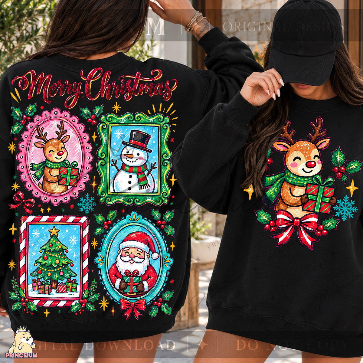 Merry Christmas Framed Friends Front and Back
