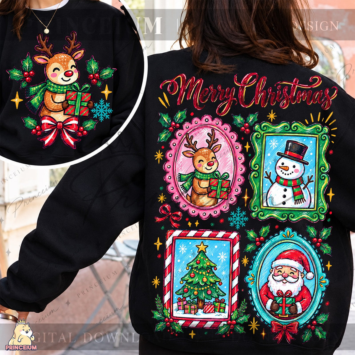 Merry Christmas Framed Friends Front and Back