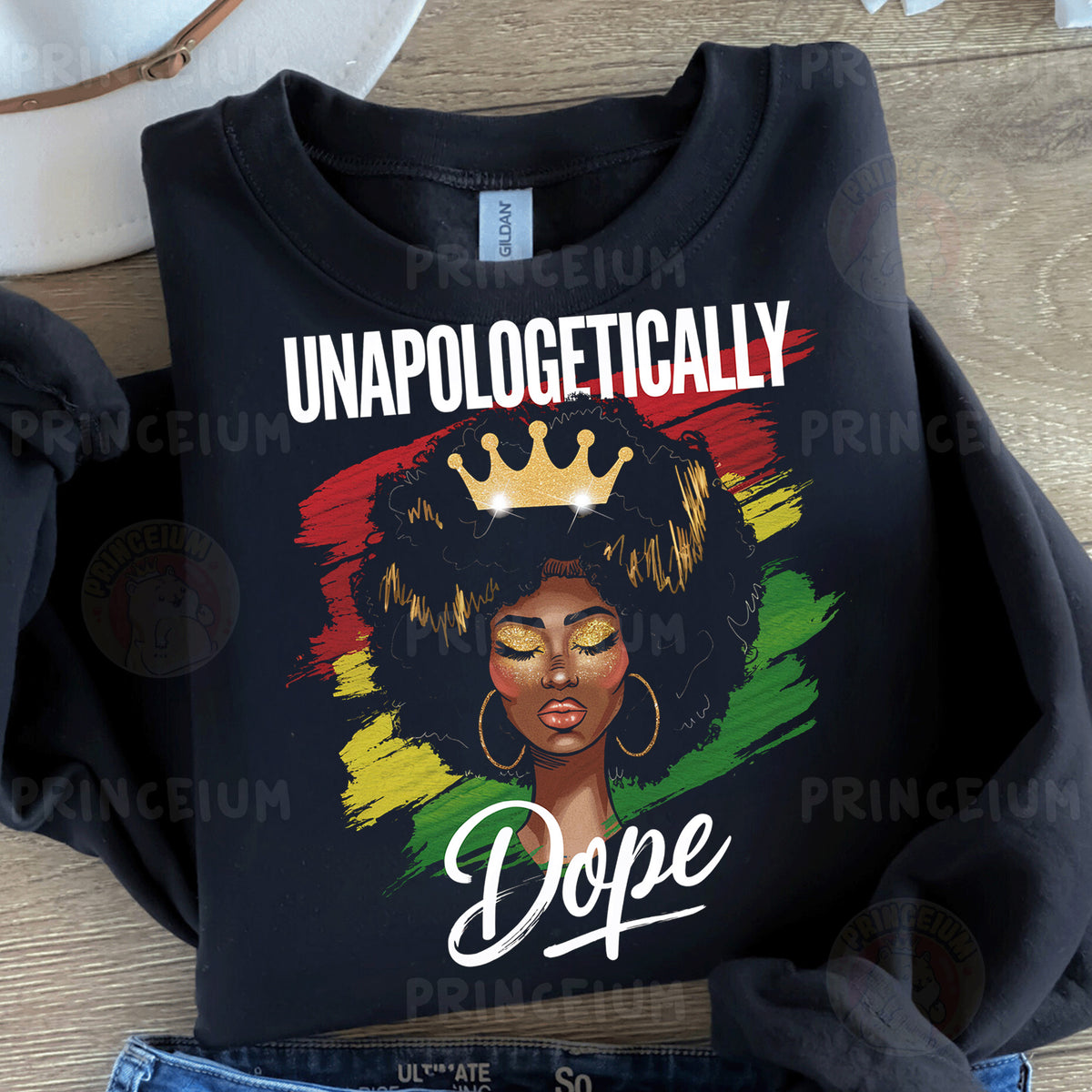 a black t - shirt with a picture of a woman with a crown on it