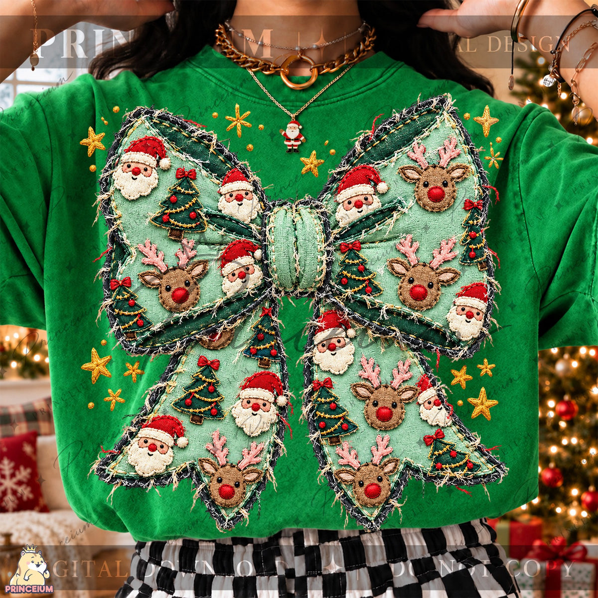 Embroidered Christmas Bow