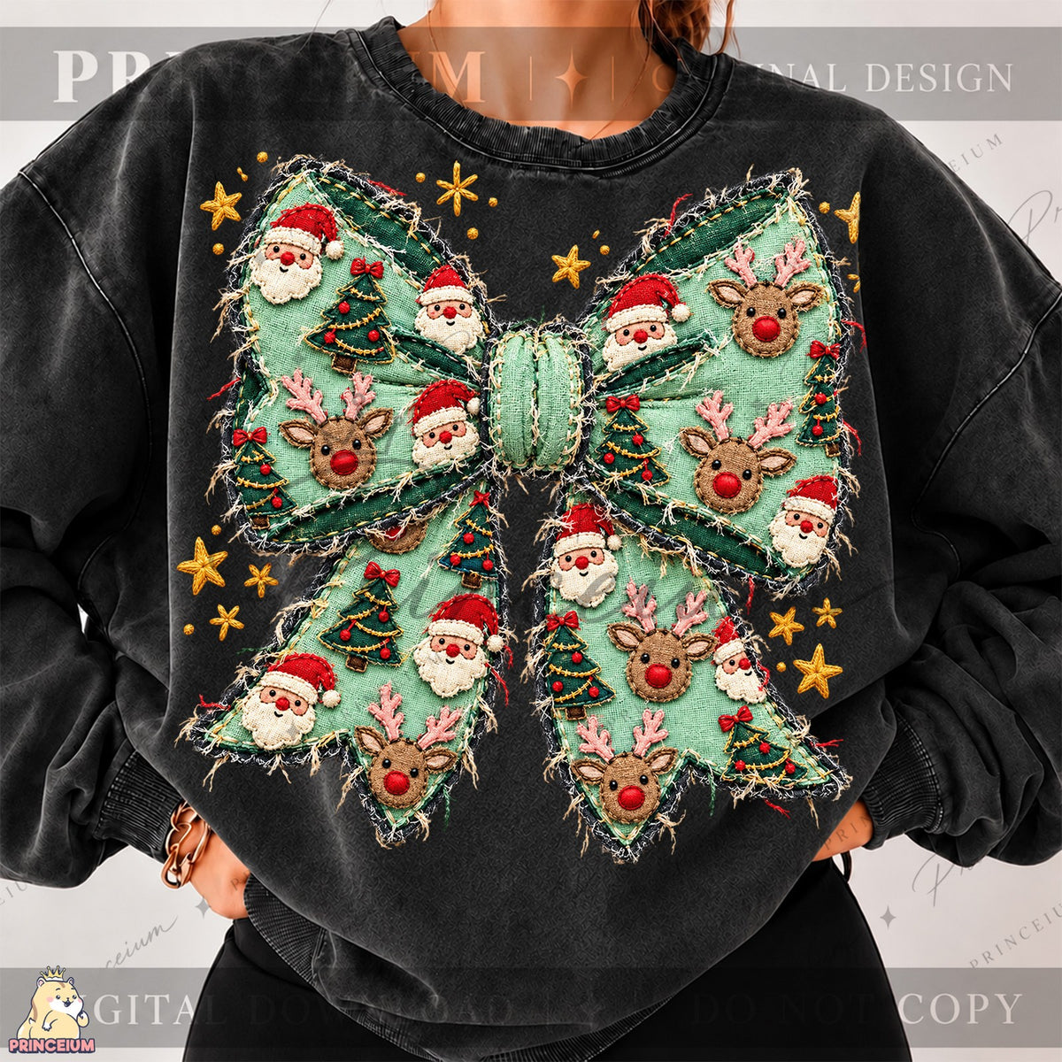 Embroidered Christmas Bow