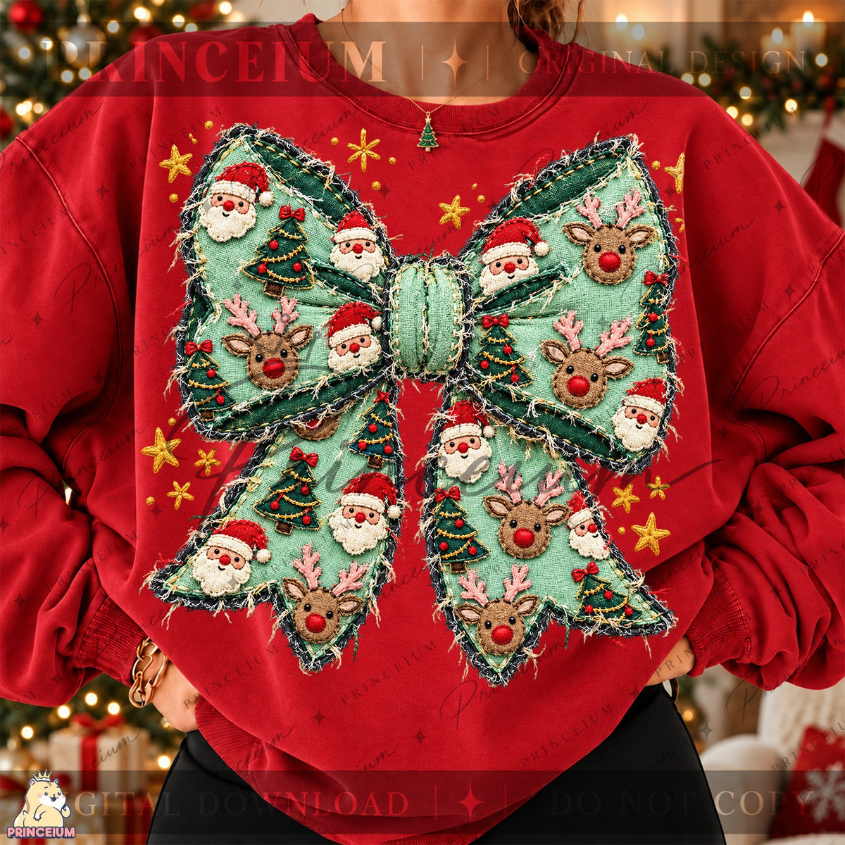 Embroidered Christmas Bow