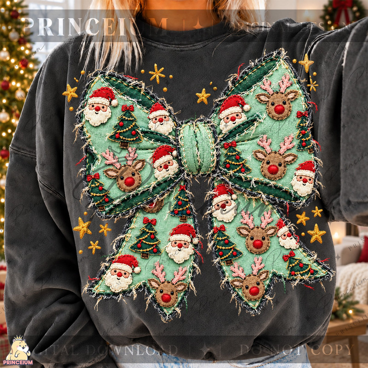 Embroidered Christmas Bow