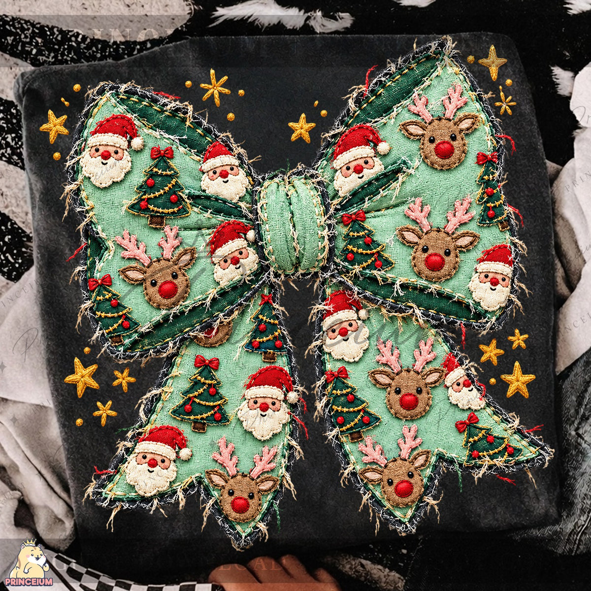 Embroidered Christmas Bow