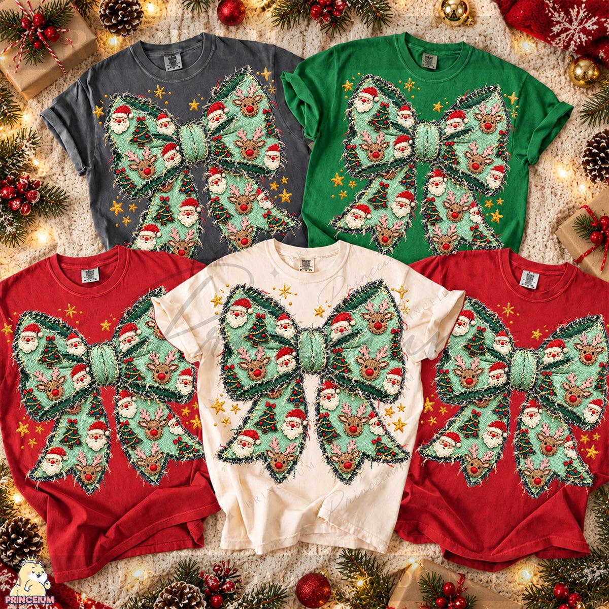 Embroidered Christmas Bow