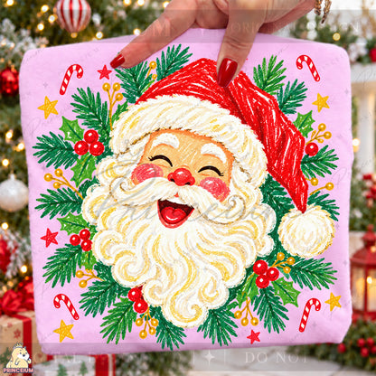 Jolly Santa Christmas PNG – Holly & Candy Cane Holiday Design | Digital Download