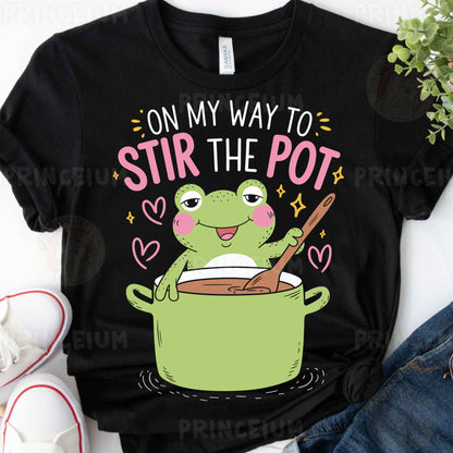 a t - shirt that says on my way to stir the pot