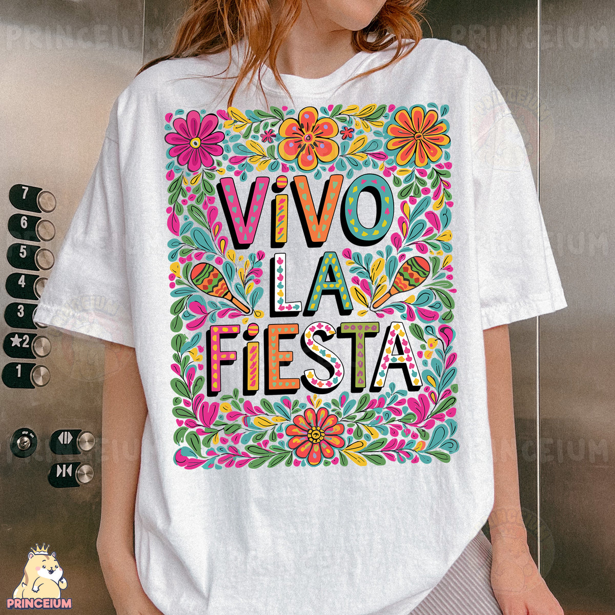 a woman wearing a white t - shirt with the words vivo la festa