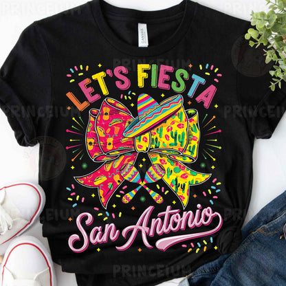 a t - shirt that says let's fiesta san antonio