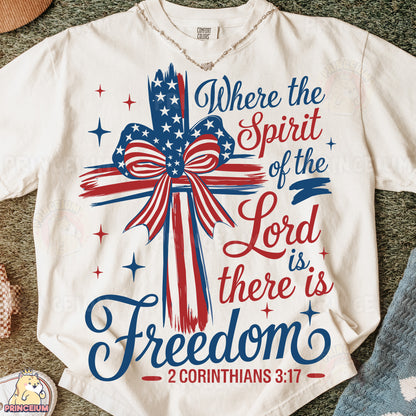 a t - shirt that says where the spirit of the lord is, there is
