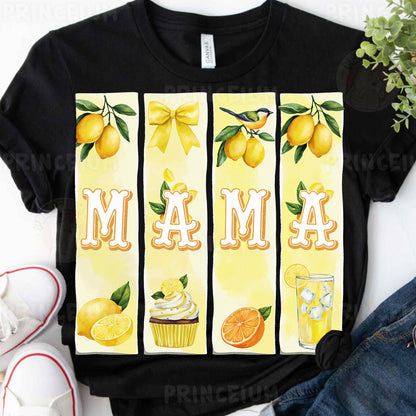 a t - shirt with a picture of a cupcake and lemons on it