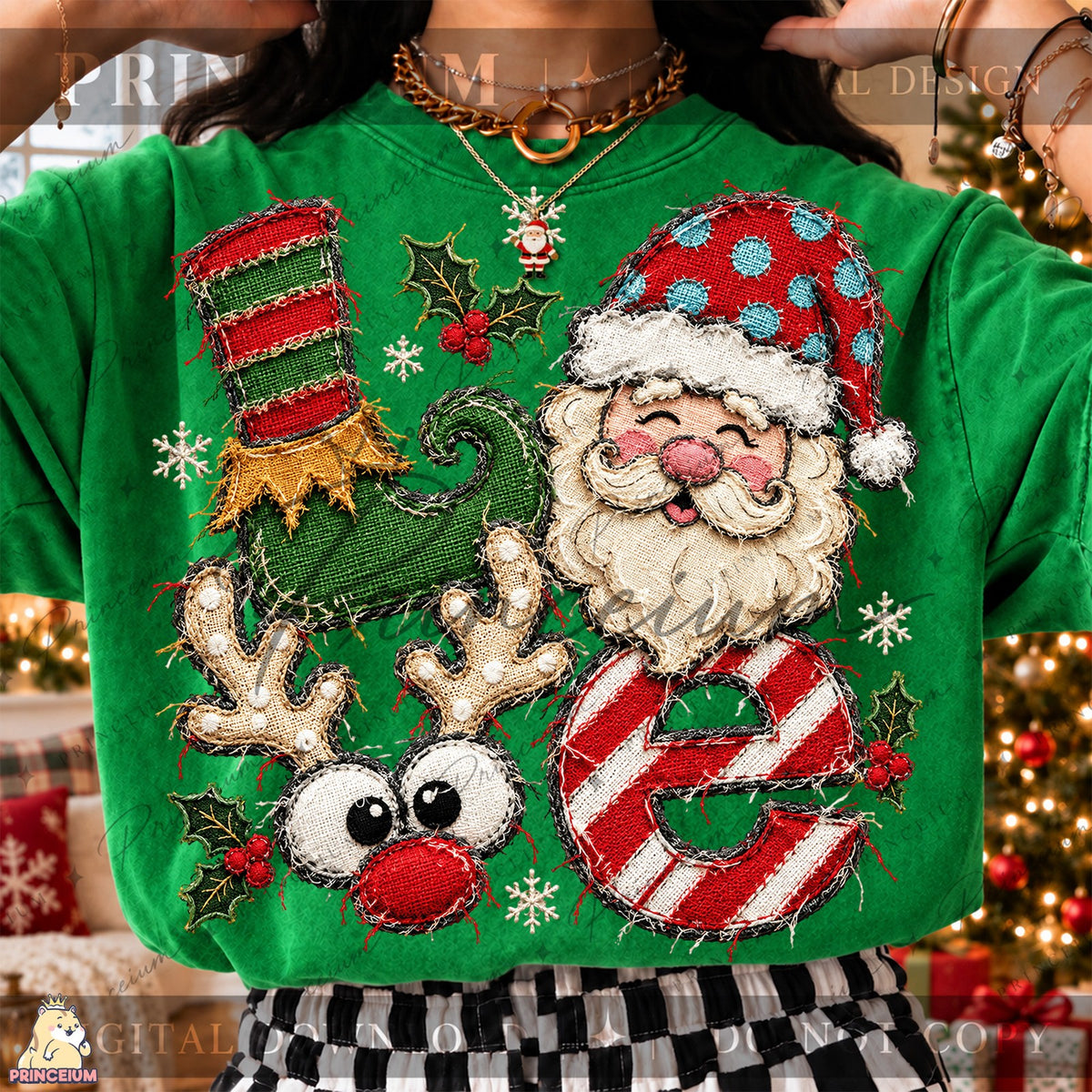 Frayed Embroidered Christmas Love