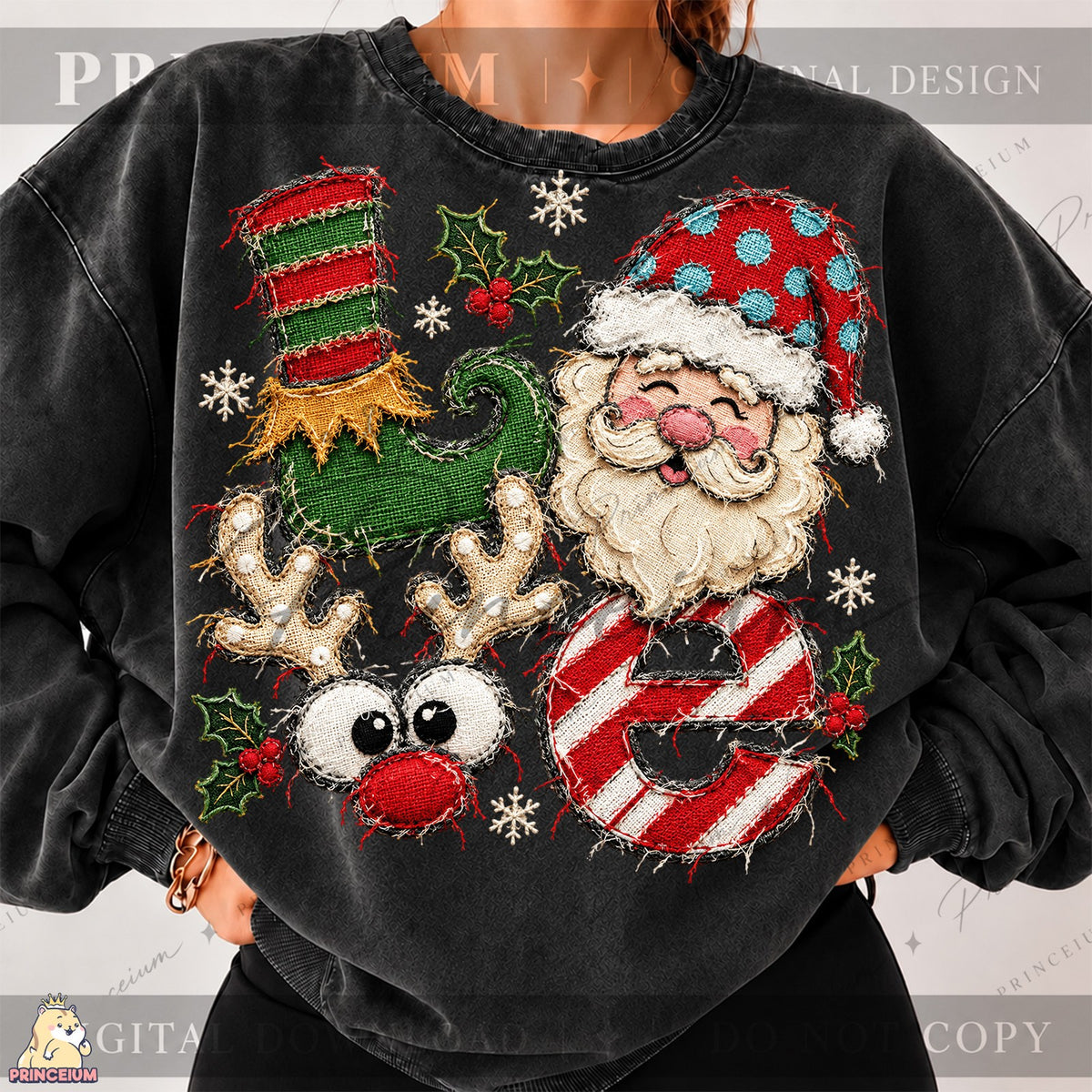 Frayed Embroidered Christmas Love