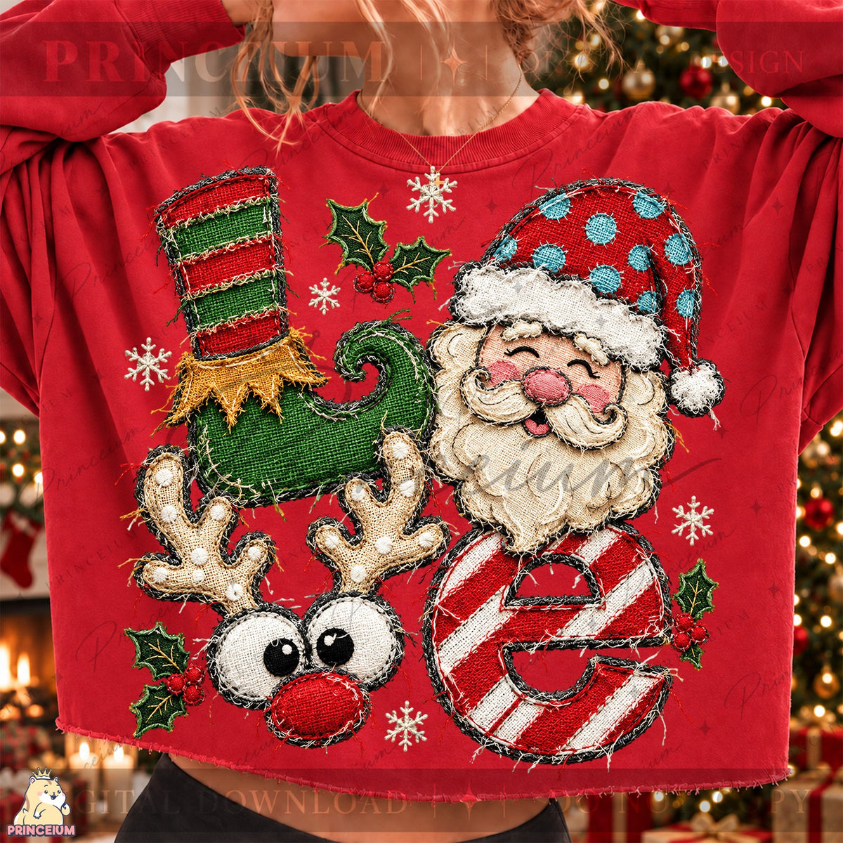 Frayed Embroidered Christmas Love