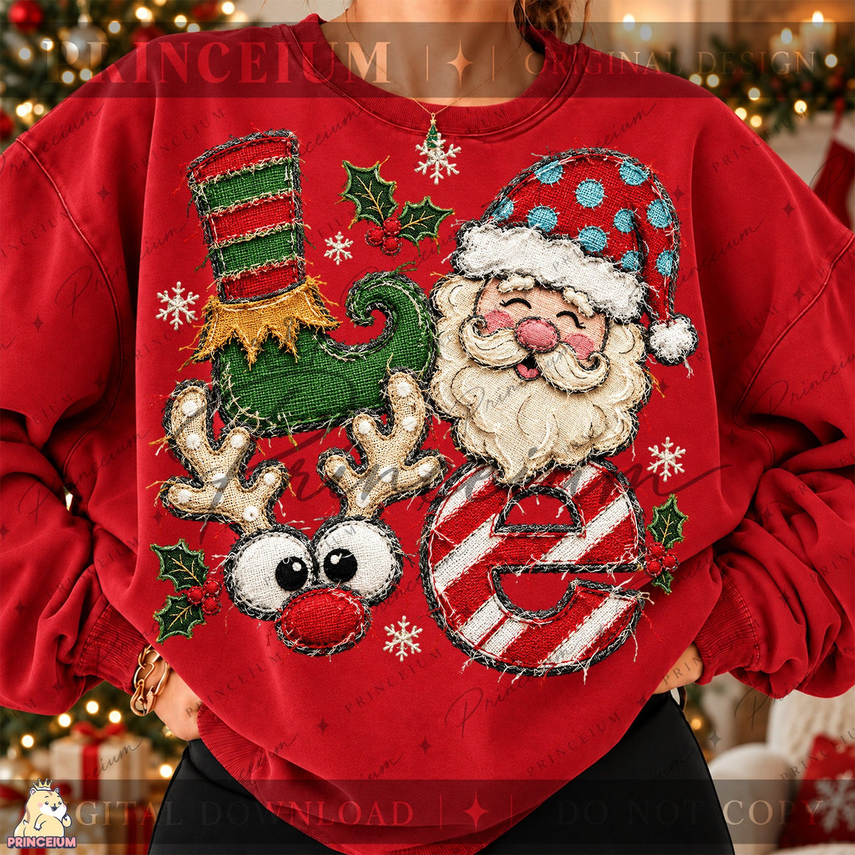 Frayed Embroidered Christmas Love