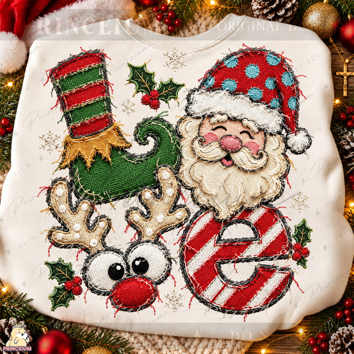 Frayed Embroidered Christmas Love