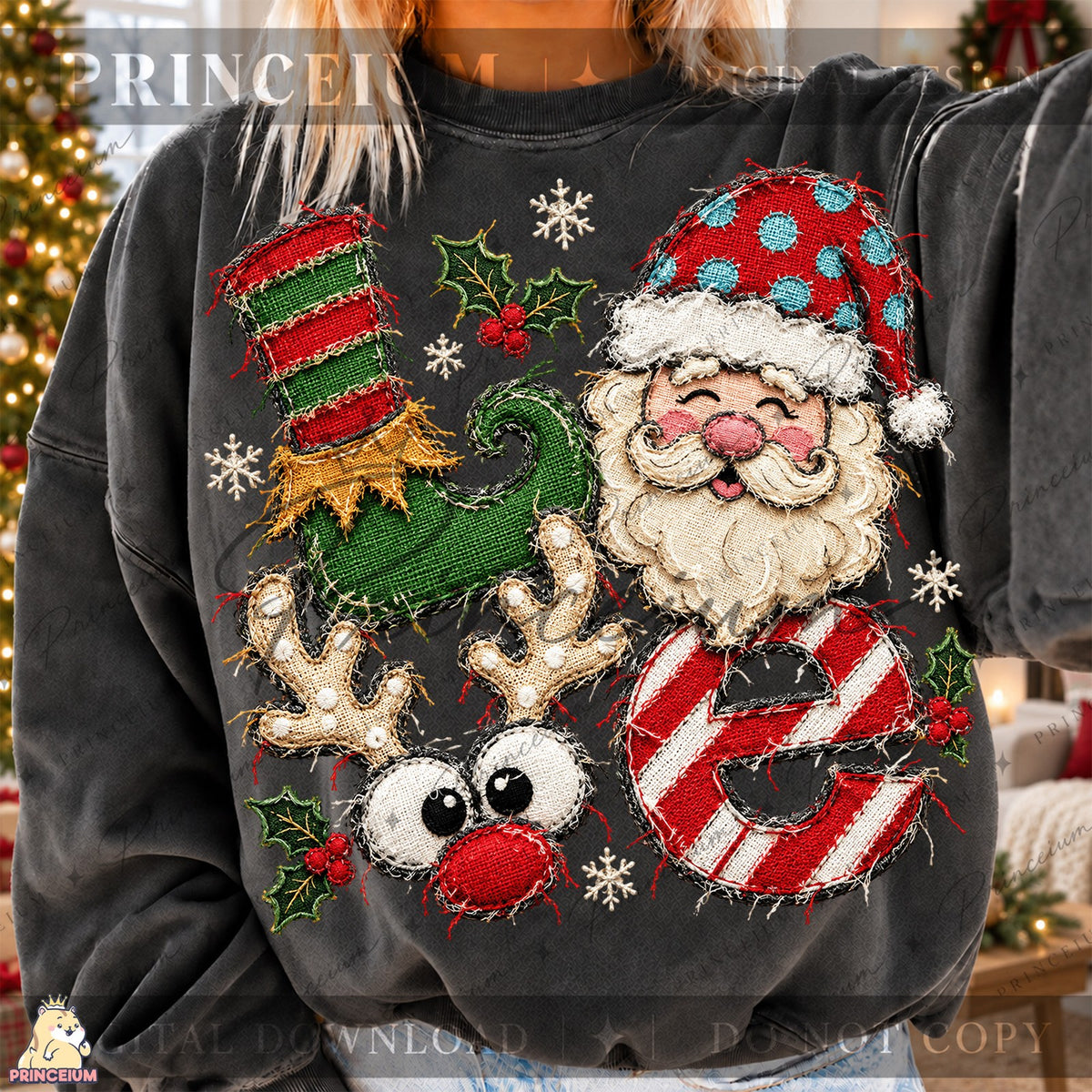 Frayed Embroidered Christmas Love