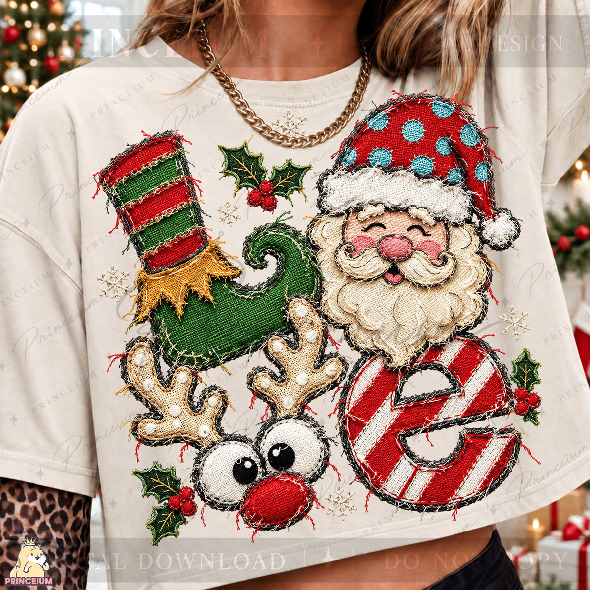 Frayed Embroidered Christmas Love