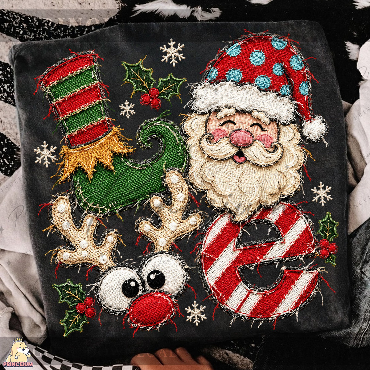 Frayed Embroidered Christmas Love