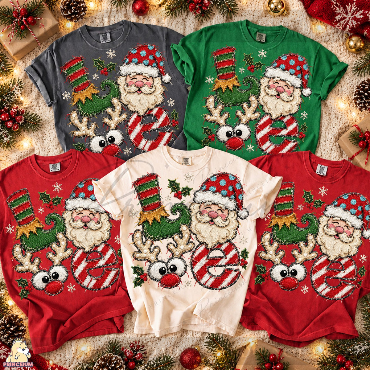 Frayed Embroidered Christmas Love
