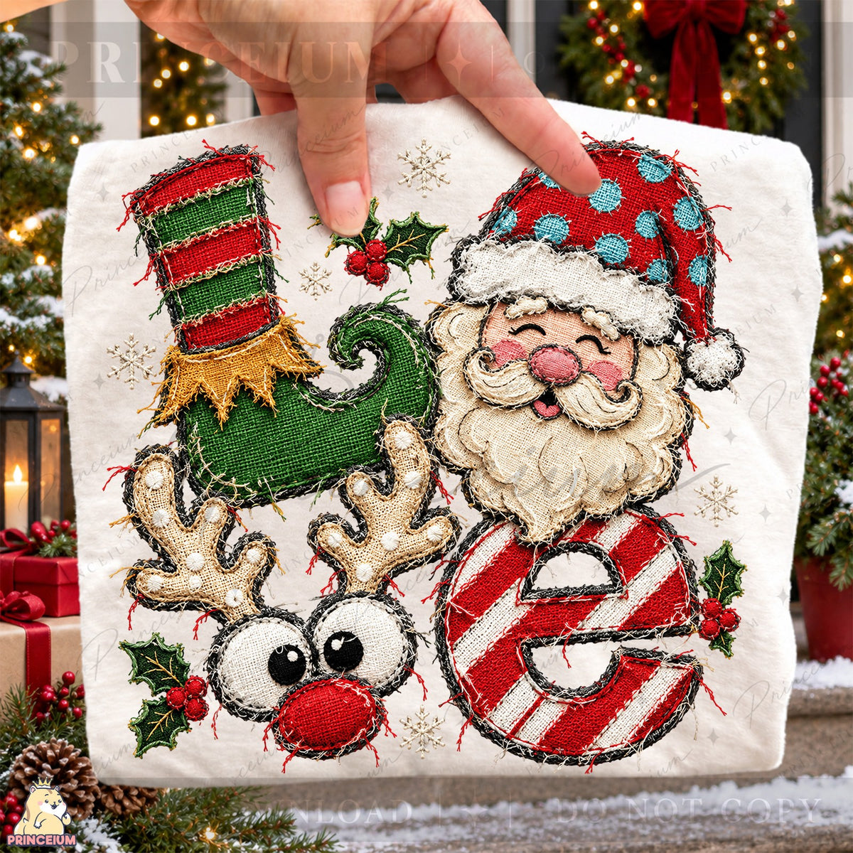 Frayed Embroidered Christmas Love