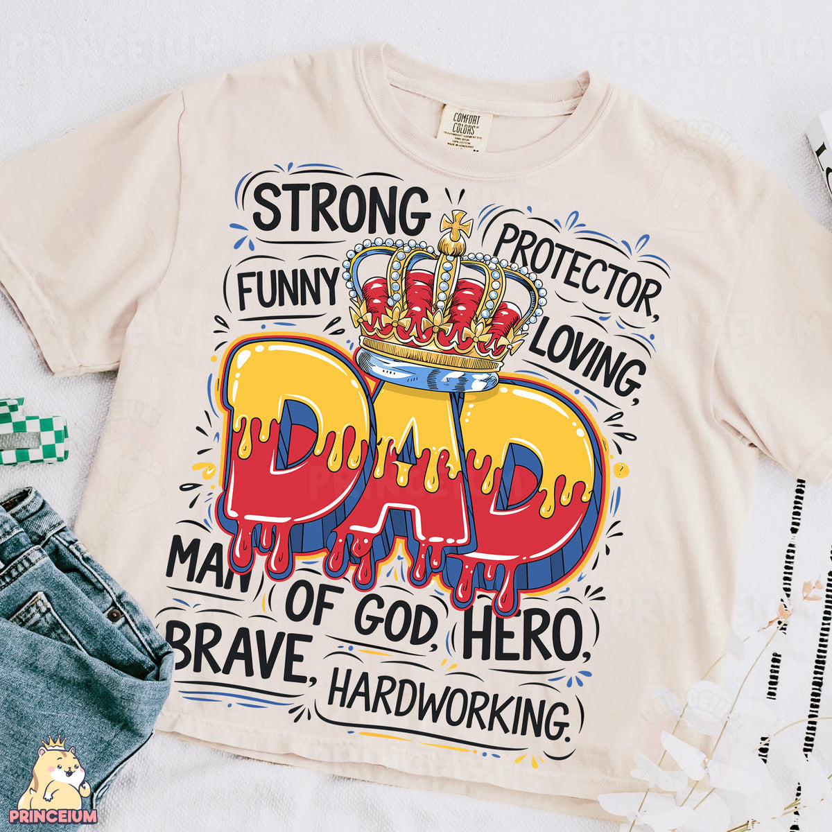 a t - shirt with the words dad and a crown on it