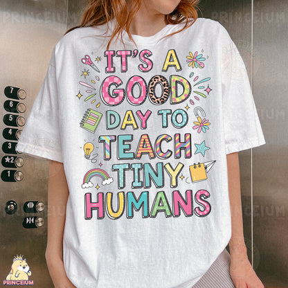 a woman wearing a t - shirt that says it's a good day to