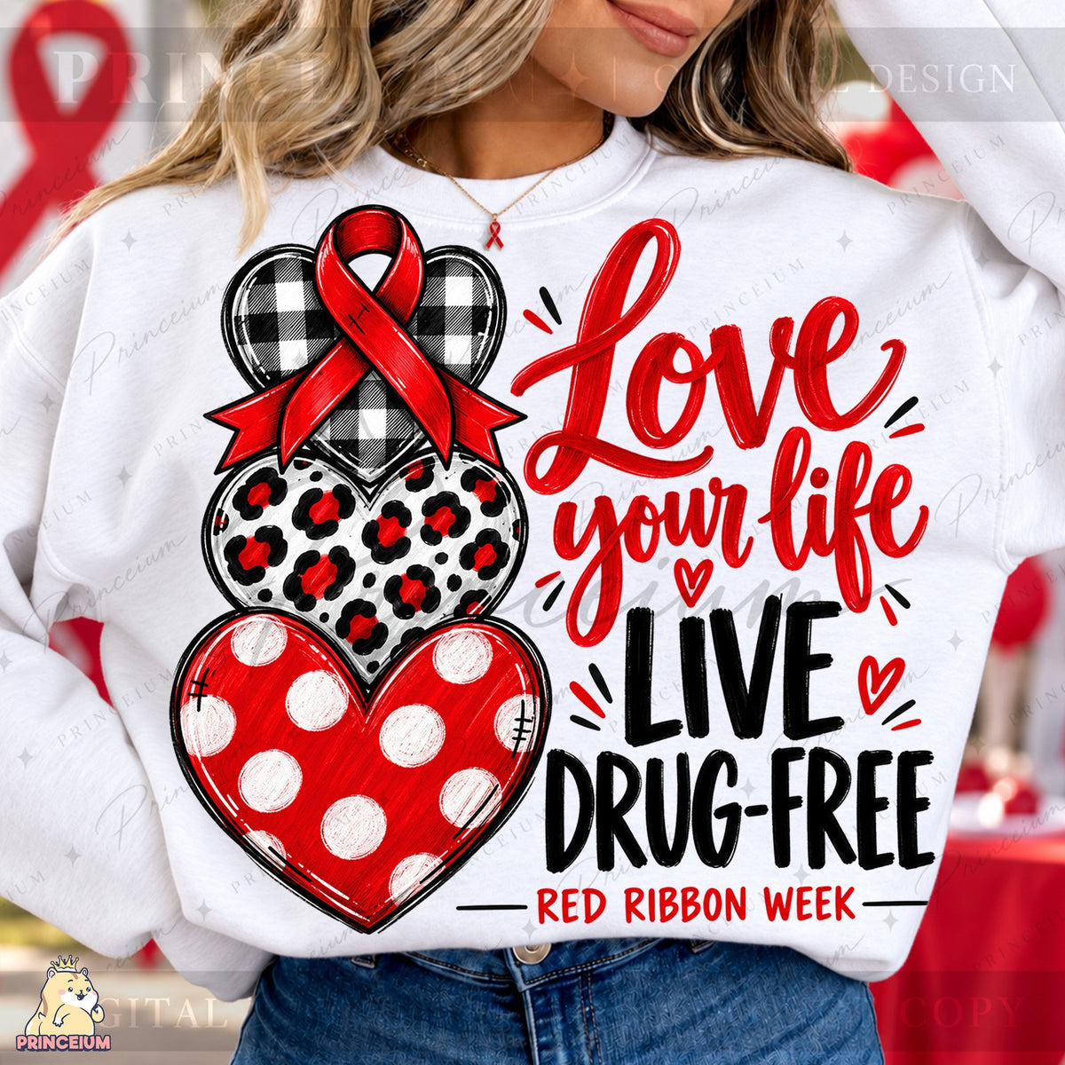 Love Your Life Red Ribbon Hearts