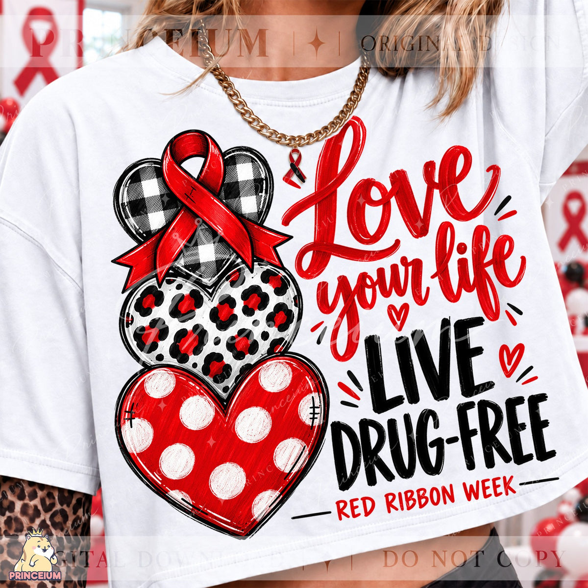 Love Your Life Red Ribbon Hearts