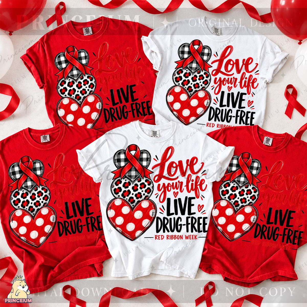 Love Your Life Red Ribbon Hearts