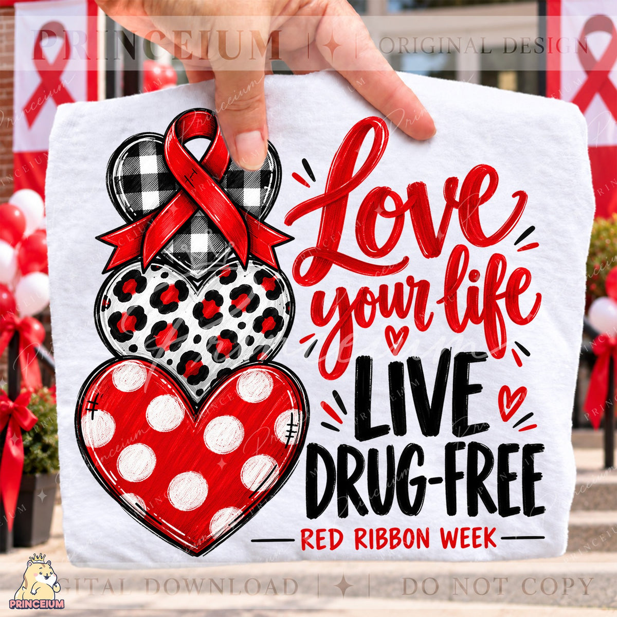 Love Your Life Red Ribbon Hearts