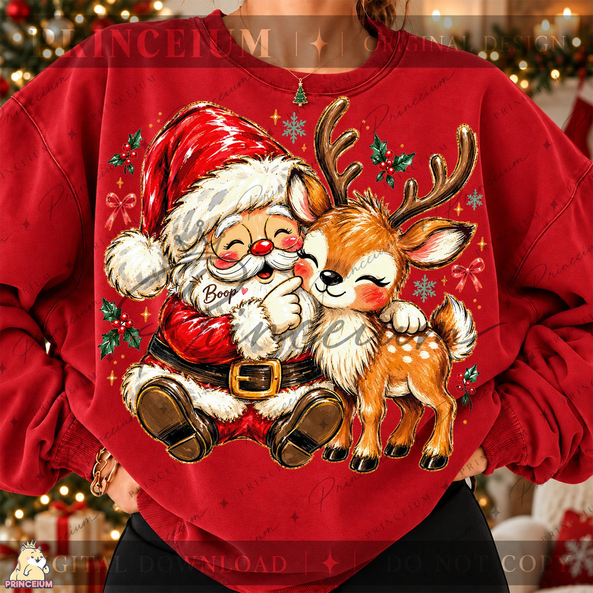 Santa Boop & Reindeer Hug