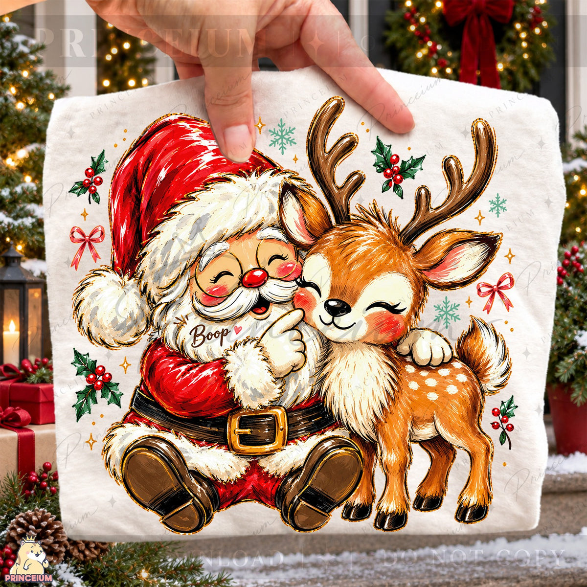 Santa Boop & Reindeer Hug