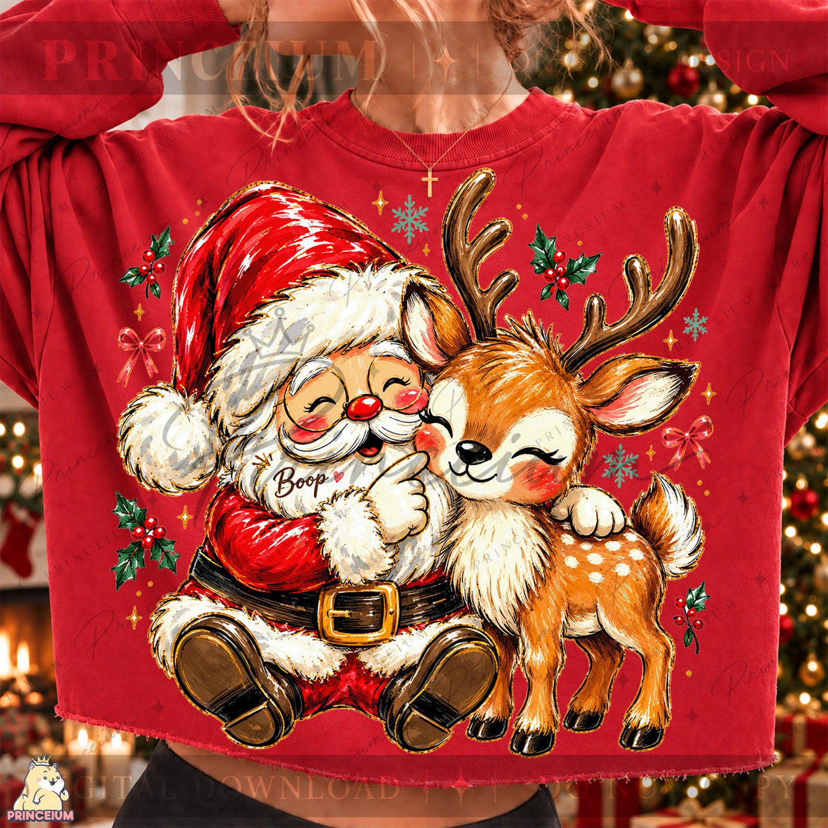 Santa Boop & Reindeer Hug