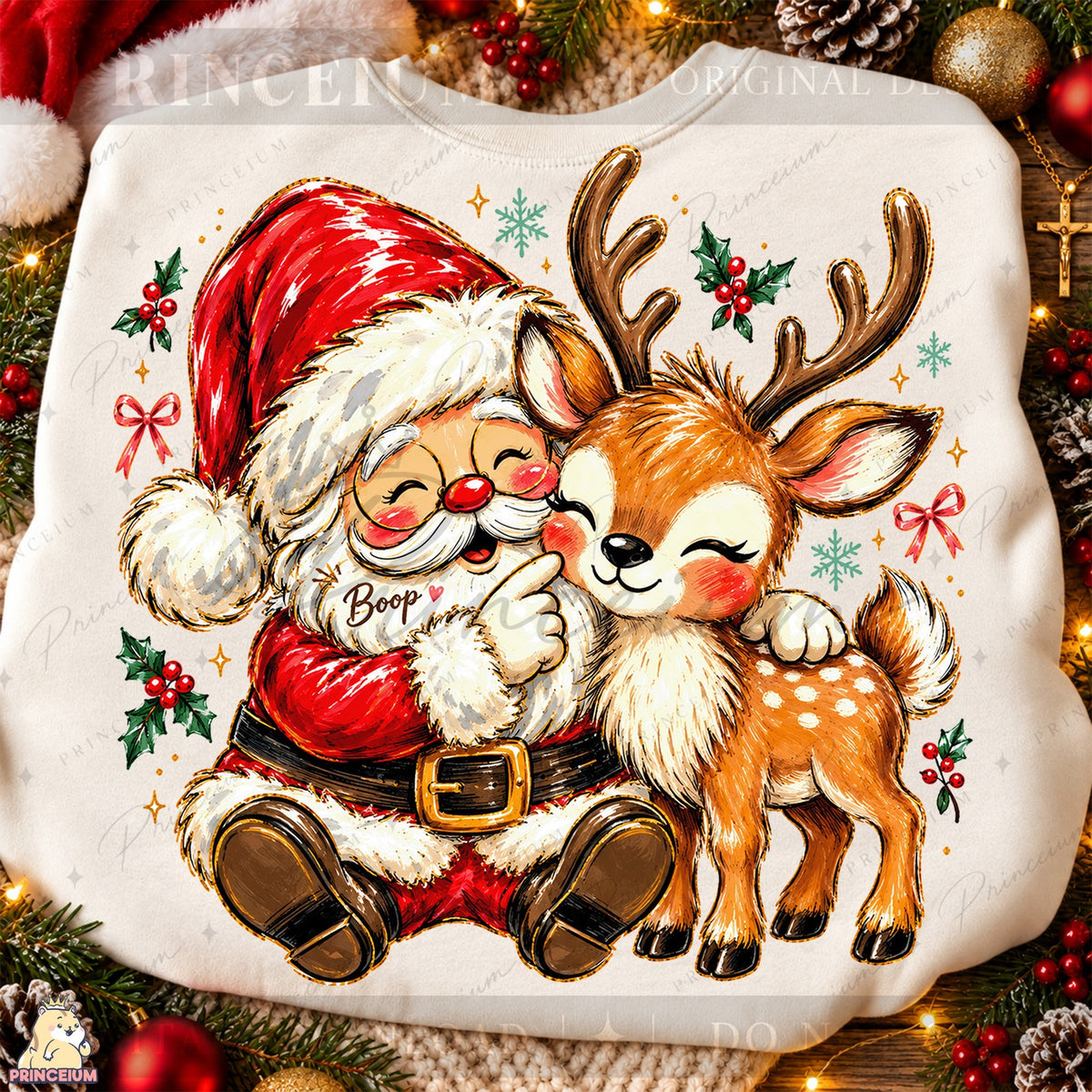 Santa Boop & Reindeer Hug